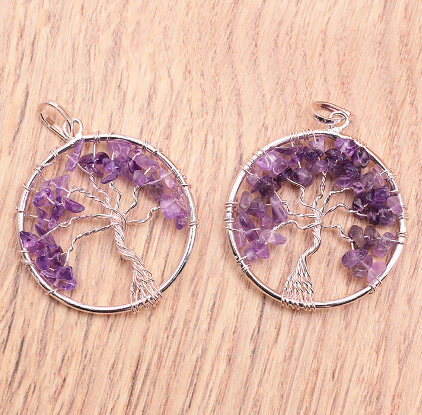 🌳 Pendentif Arbre de Vie en Améthyste – 40 mm