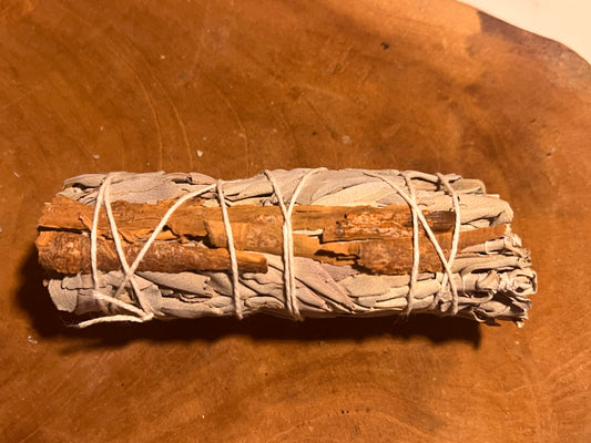 Bâton de Sauge Blanche + Cannelle – 100 mm 🍂