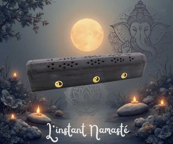 ✨Porte-Encens Bois Coffret Noir Ying Yang 30 cm✨