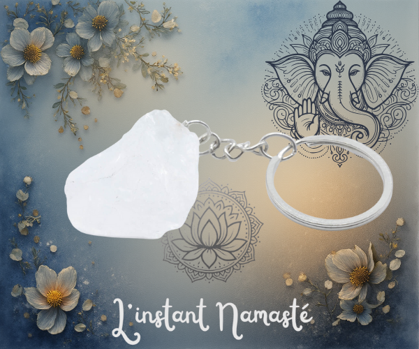 🔮 Porte-Clés Cristal de Roche Brut – 3 cm