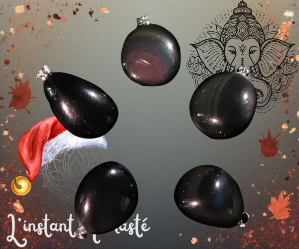 đ Pendentif Pierre RoulĂ©e â Obsidienne Ćil CĂ©leste 15 Ă 30 mm ( Ă lâunitĂ©)
