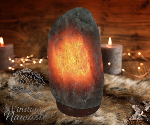 🌑 Lampe de Sel Himalaya Brute Grise 🌘