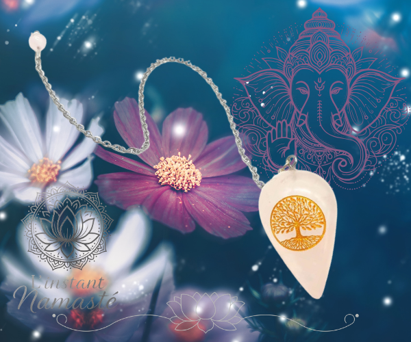 🌳 Pendule « Arbre de Vie » en Quartz Rose – Harmonie & Enracinement