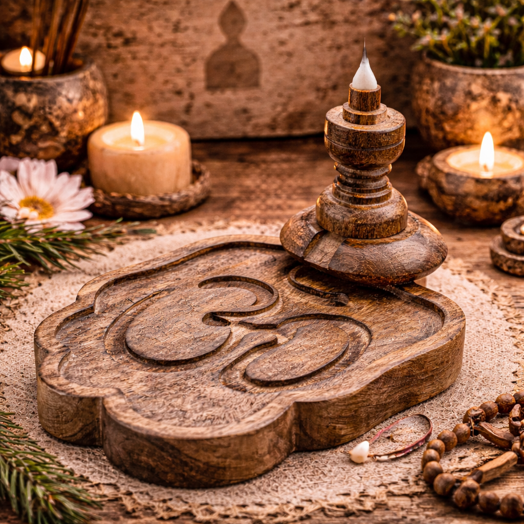 Petit Brûleur à reflux en bois de manguier - Om 🕉️