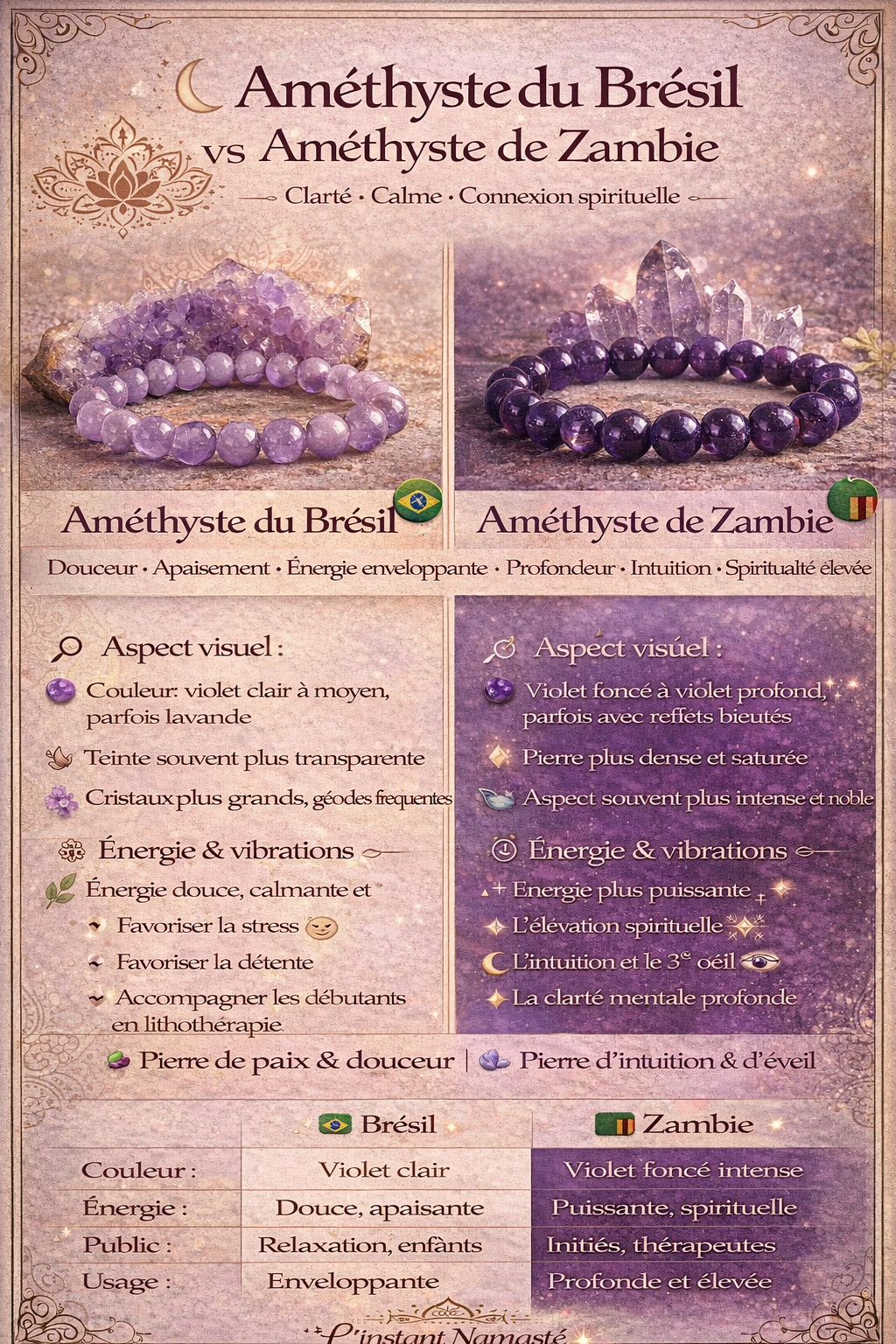 💜 Bracelet Améthyste Zambie AB — Perles 8 mm