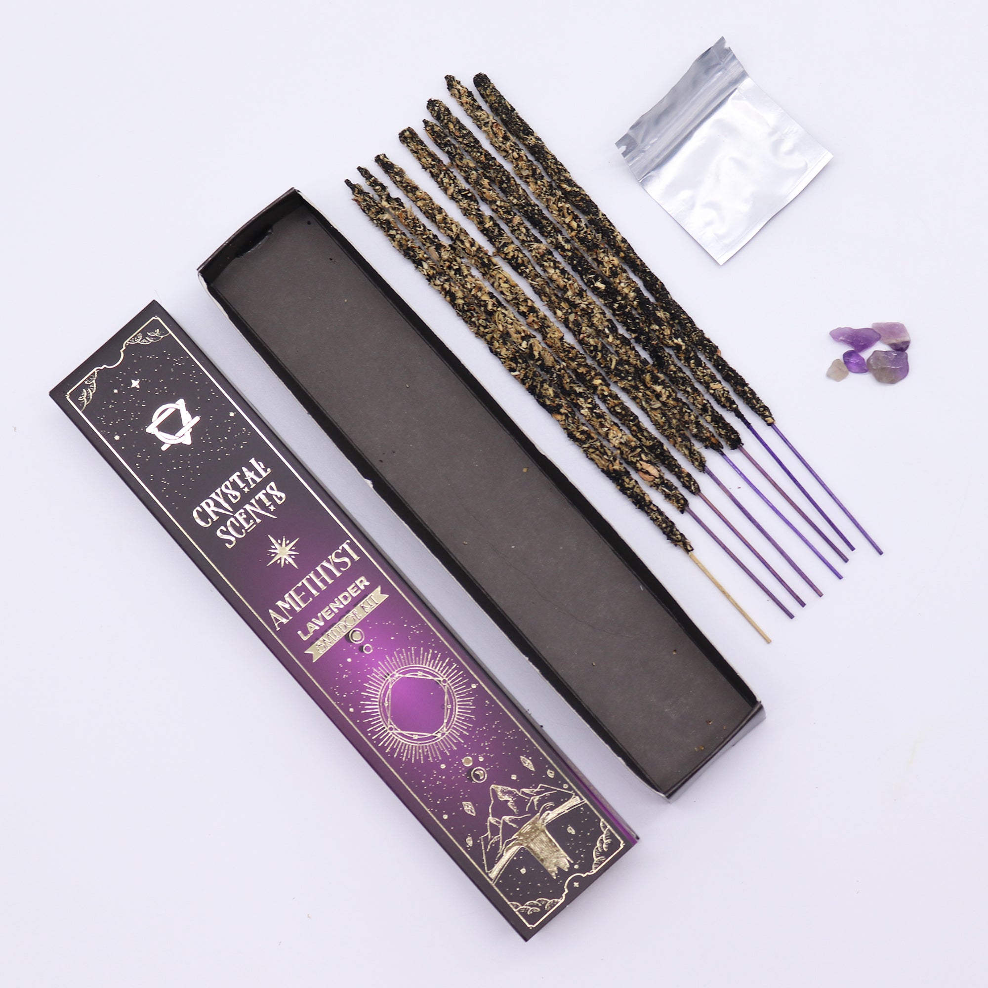 💜 Coffret Encens & Cristal d’Améthyste – Lavande