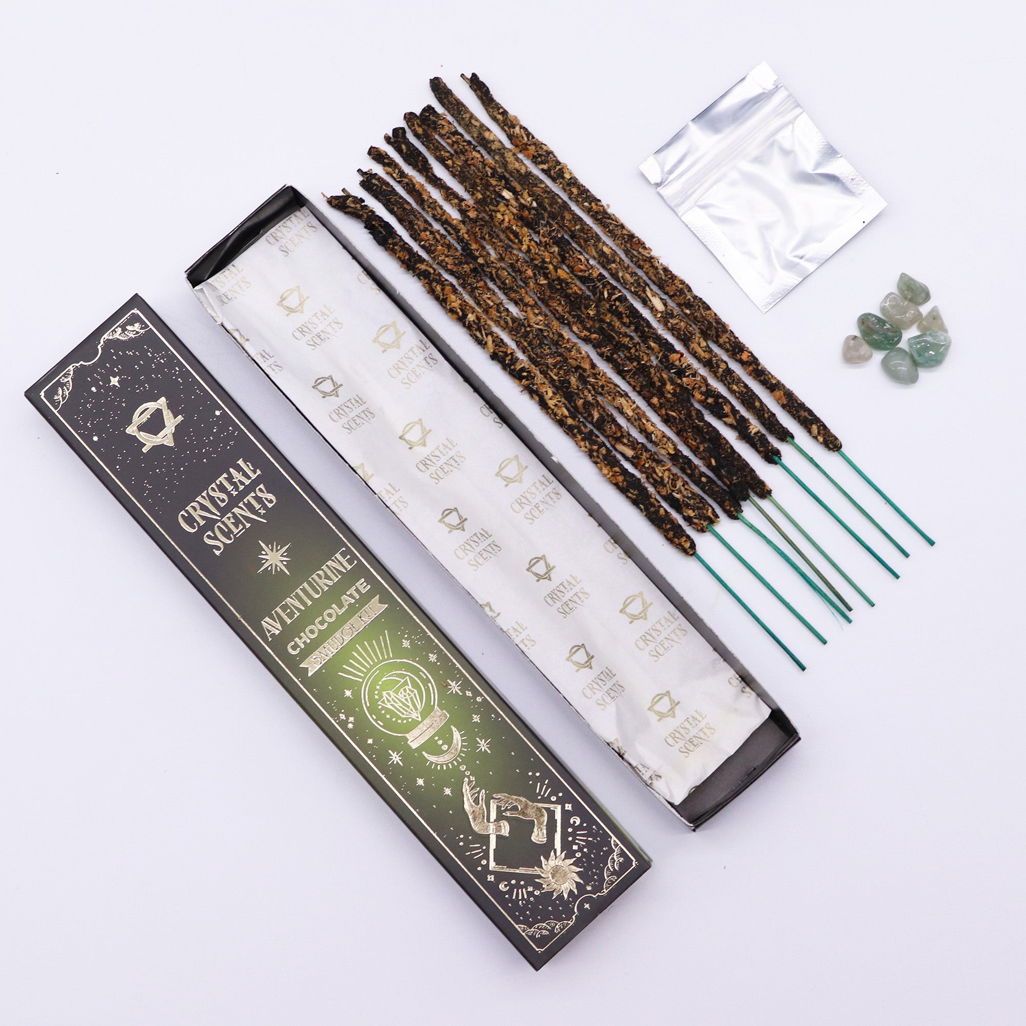 💚 Coffret Encens & Cristal d’Aventurine – Chocolat 🍫
