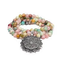 Mala Quartz rose 𖥸 Amazonite 𖥸 Rhodonite + lotus