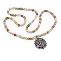 Mala Quartz rose 𖥸 Amazonite 𖥸 Rhodonite + lotus