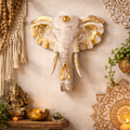Grande Tête d’Éléphant 🐘✨Or & Blanc