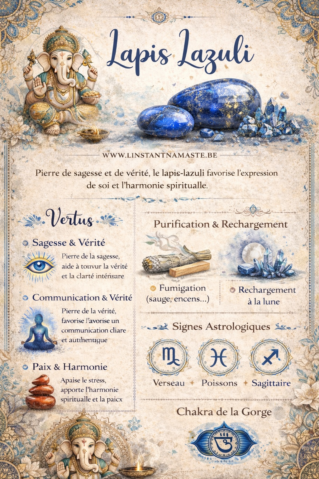 💙 Coffret Encens & Cristal de Lapis-Lazuli – Musc