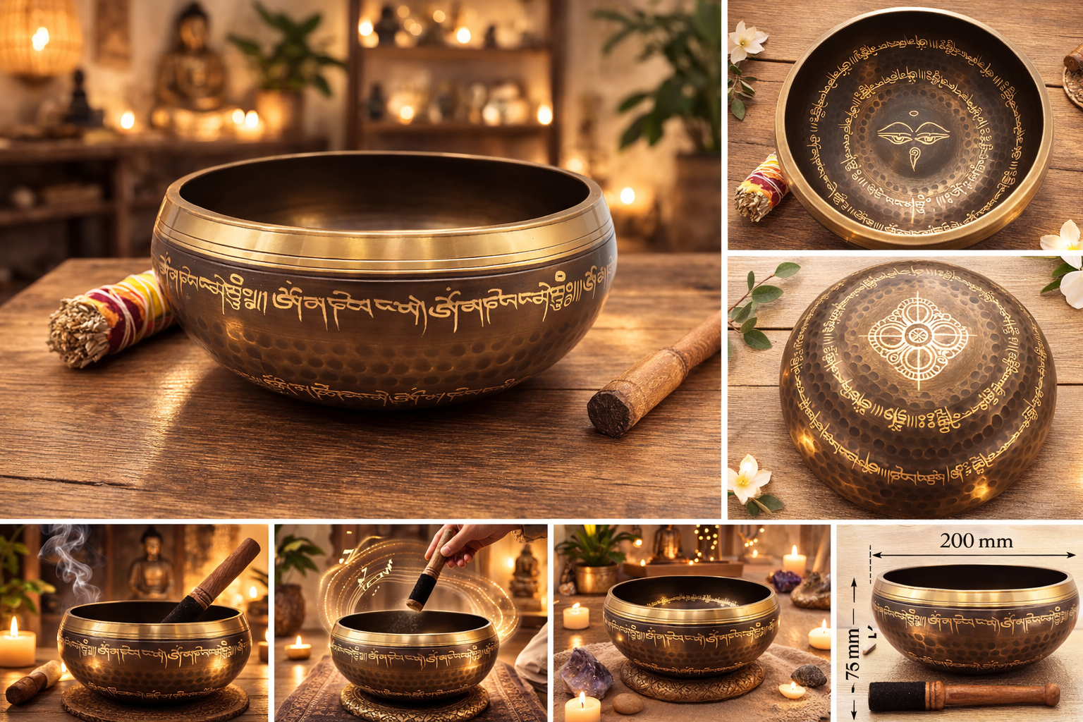 🕉️ Bol Chantant “Yeux de Bouddha” – 200 mm