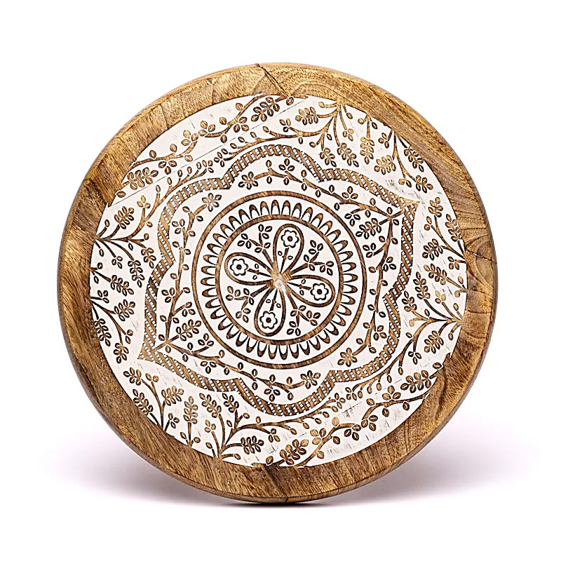 🌸 Table d’Appoint Fleur de Vie – Bois de Manguier