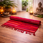 ❤️ Petit Tapis en Coton Tissé à la Main – Tons Rouges Vibrants – 50x90 cm
