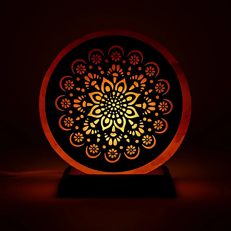 🌙 Lampe de Sel Mandala – Lumière Sacrée & Harmonie