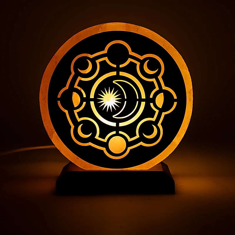 Lampe en Sel de l’Himalaya – Phases de la Lune 🌙✨