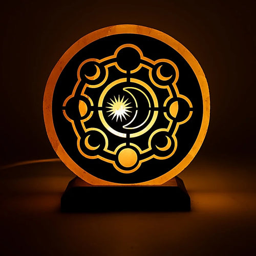 Lampe en Sel de l’Himalaya – Phases de la Lune 🌙✨
