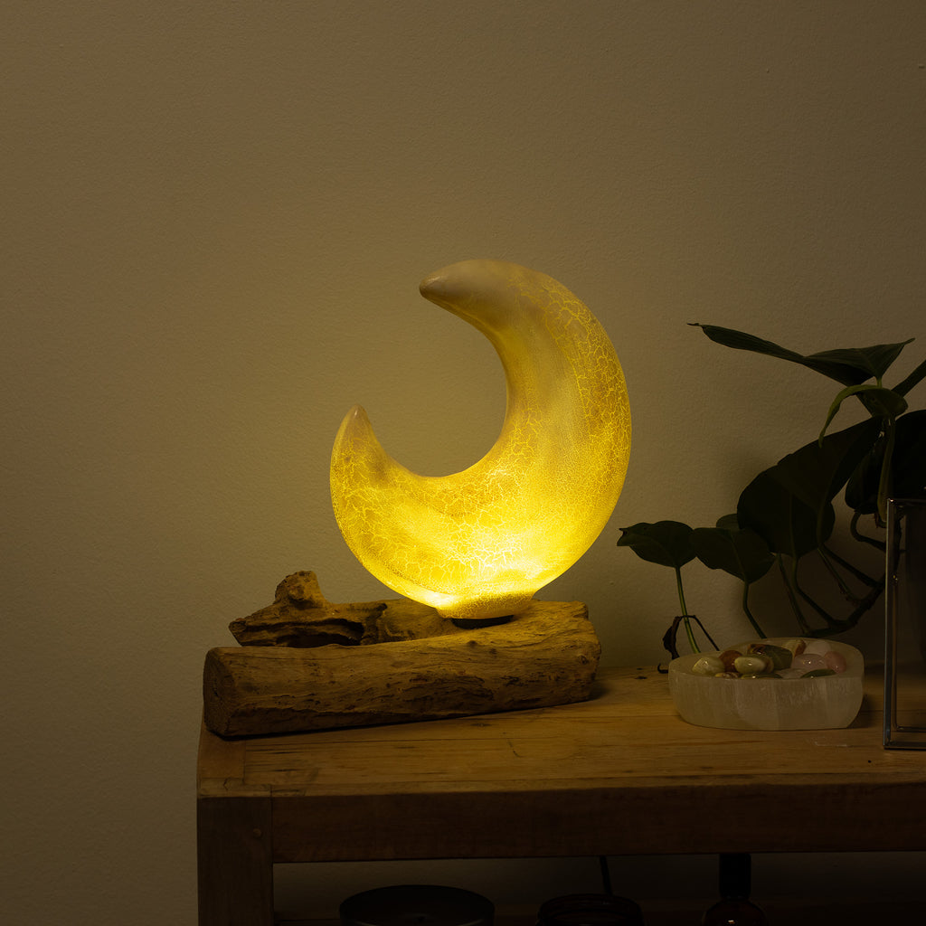 Lampe DriftGlow Demi-Lune Craquelée