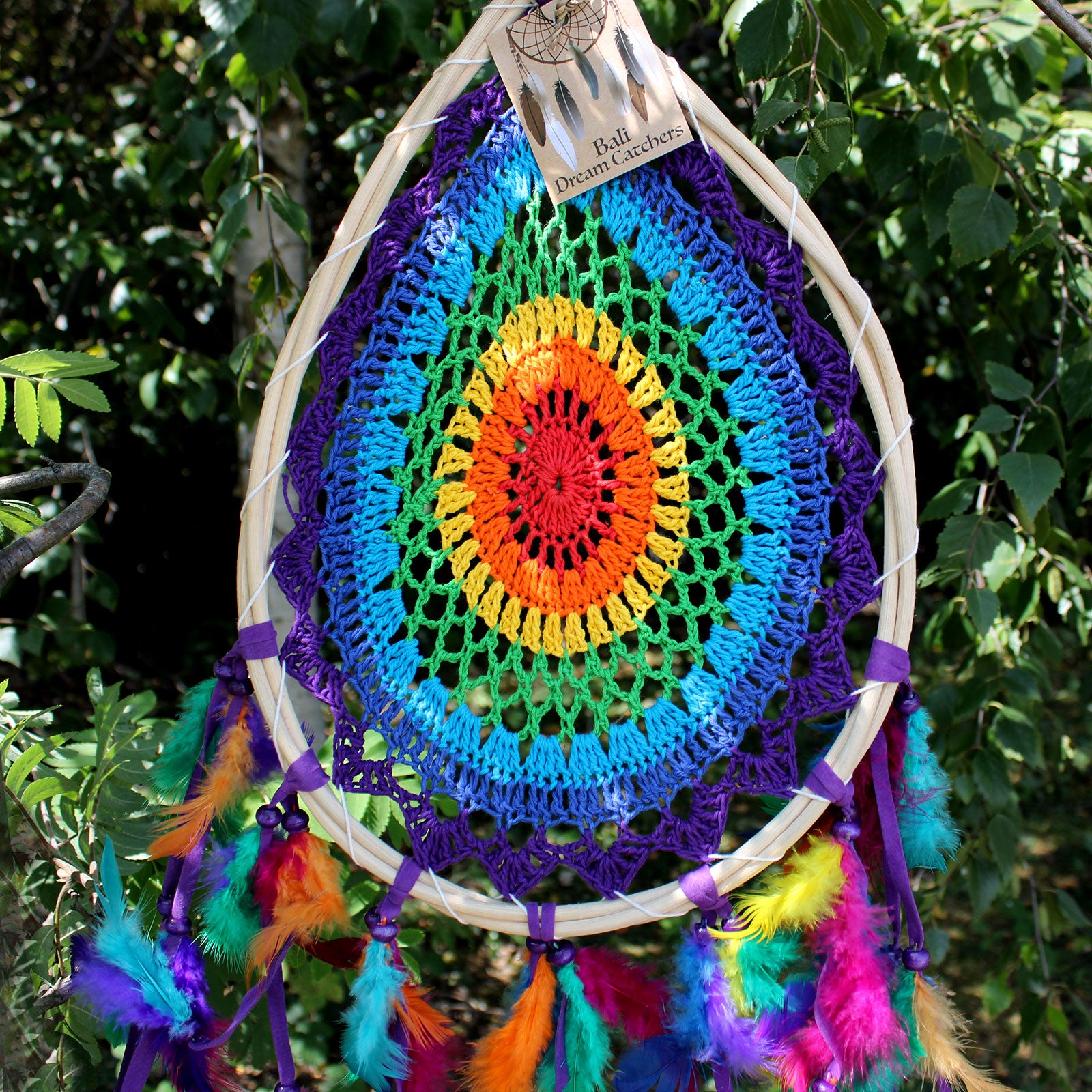 🌙 Attrape-Rêves de Bali – Grande Goutte Multicolore