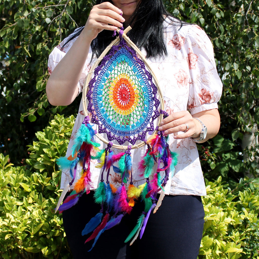 🌙 Attrape-Rêves de Bali – Grande Goutte Multicolore
