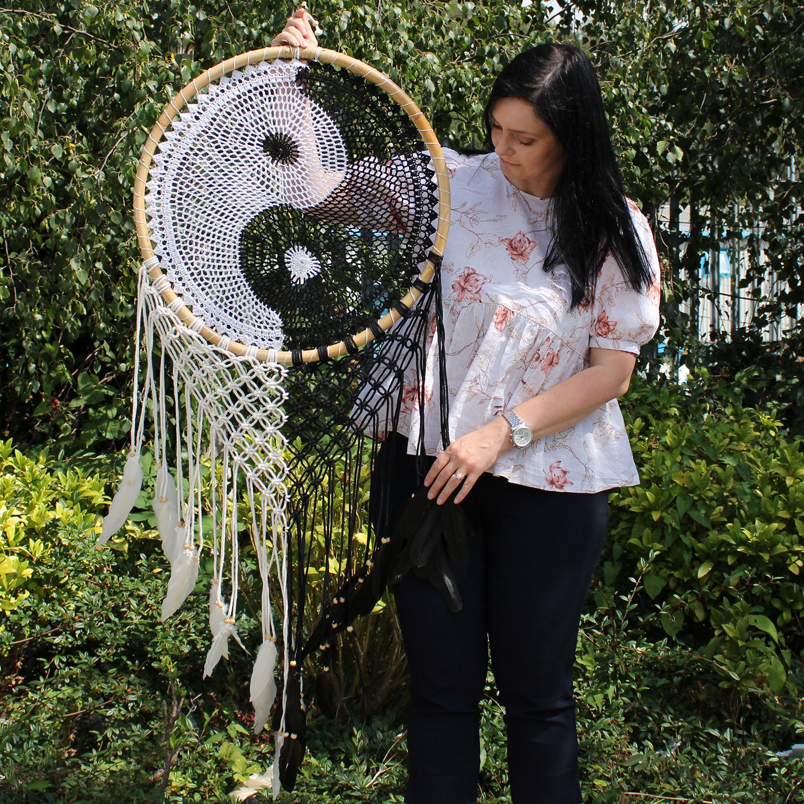 ☯️ Attrape-Rêves Yin Yang XL – Harmonie & Protection (50 cm)
