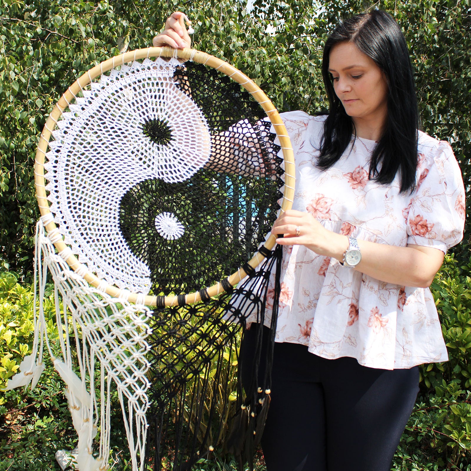 ☯️ Attrape-Rêves Yin Yang XL – Harmonie & Protection (50 cm)