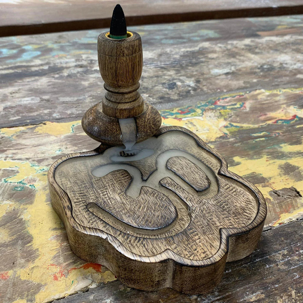 Petit Brûleur à reflux en bois de manguier - Om 🕉️