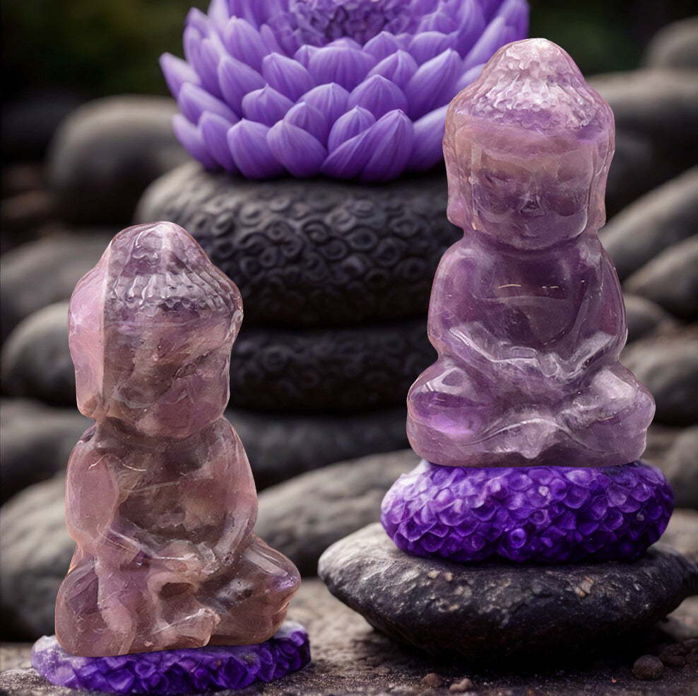 🪷 Bouddha Indien en Améthyste – Sérénité & Intuition