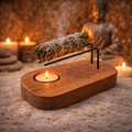 🌿 Support Palo Santo & Sauge – Mandala Bois de Teck ✨ Fabrication artisanale – Indonésie 🇮🇩 ✨ L’Instant Namasté – Herve