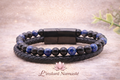 🖤 Bracelet Aska — Cuir Noir • Lapis-Lazuli • Onyx