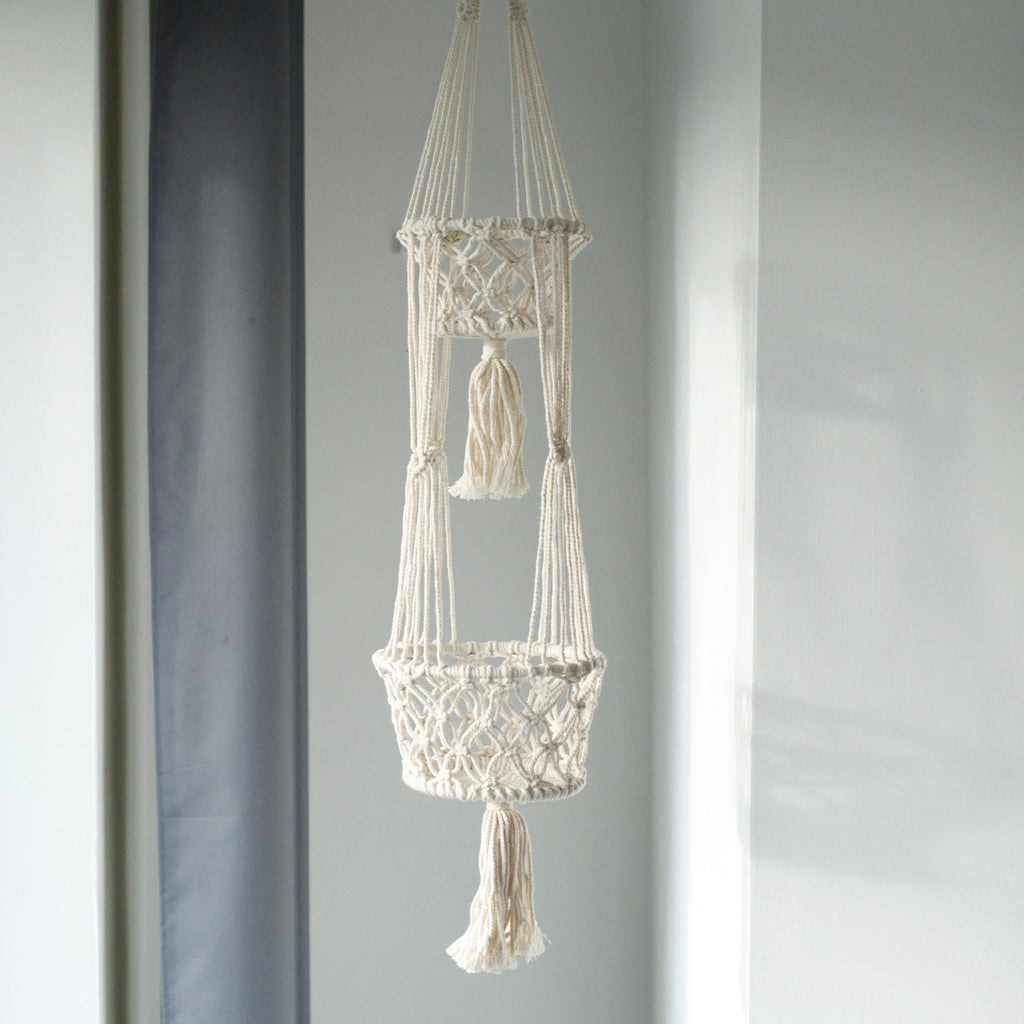 🌿 Suspension Macramé Double – Pots pour Plantes