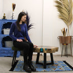 Table Basse en bois de Tamarin et Résine 🌀 Bleu turquoise - Sur commande