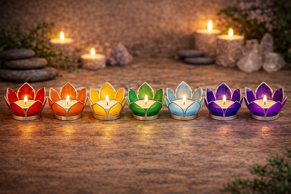 🪷 Éclairage d’Ambiance Lotus des Chakra – Or ou Argent (8 cm)