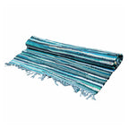 🌿 Tapis Rayé en Coton Recyclé – Turquoise & Océan