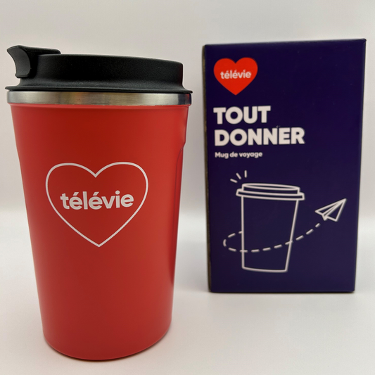 ☕ Mug de Voyage Télévie 2025 – Ensemble, faisons grandir l’espoir 🌸