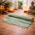 🟢 Petit Tapis Artisanal Premium – Verts Naturels