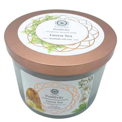Bougie au Thé vert et Gemmes de Citrine - Positivité