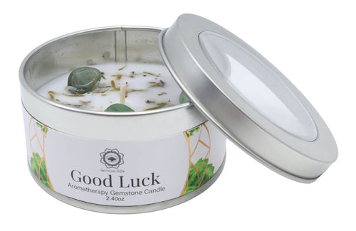 Bougie au Patchouli et Gemmes d'Aventurine Verte - Bonne Chance 🍀