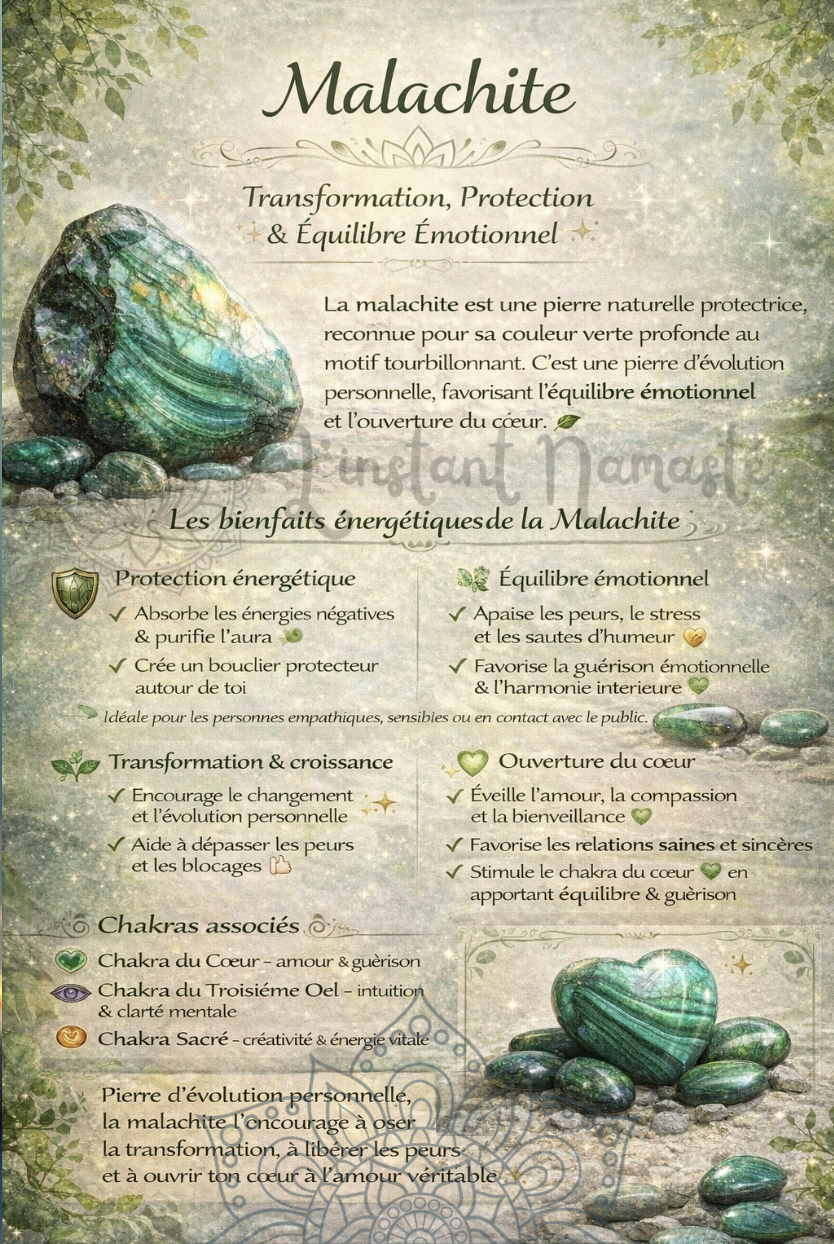 🌿 La Malachite – Pierre de Transformation & d’Harmonie