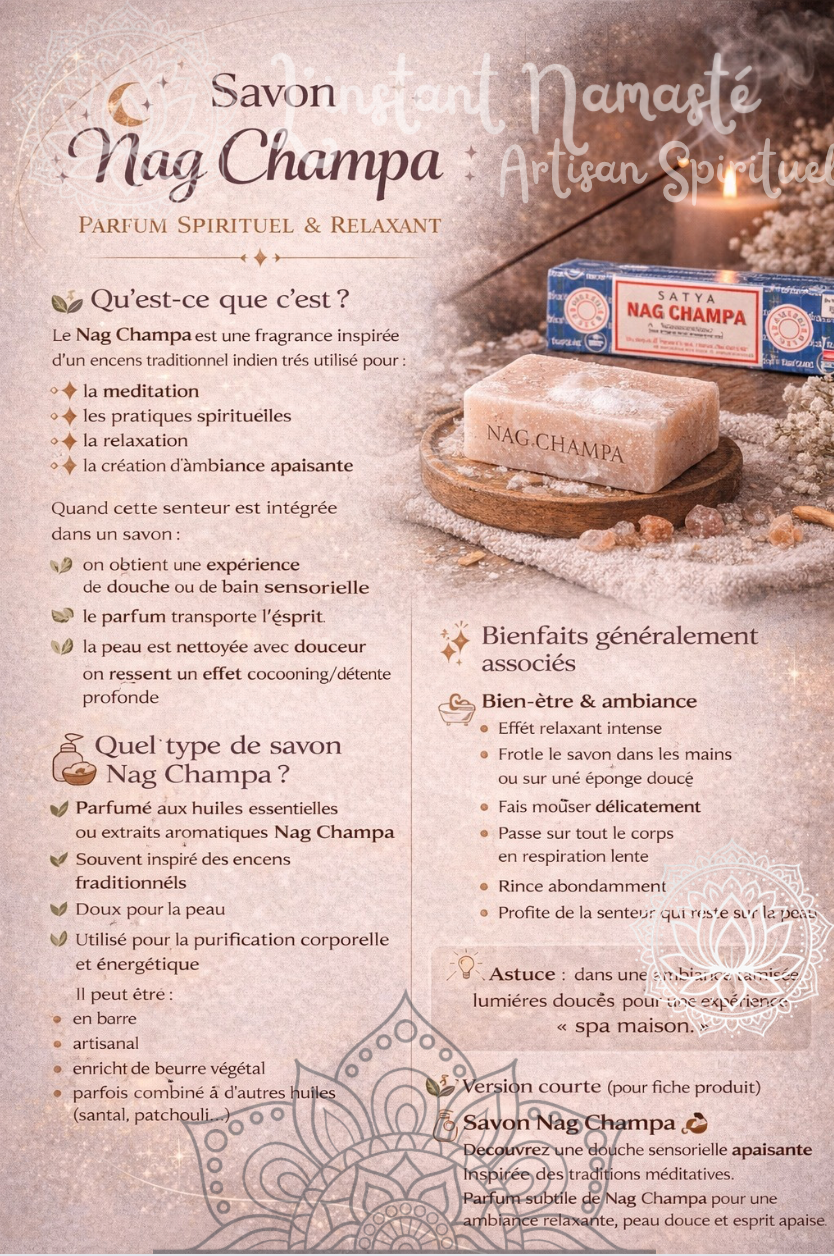 🕉️ Savon Nag Champa – Nettoyage & Harmonie Spirituelle 🌿✨
