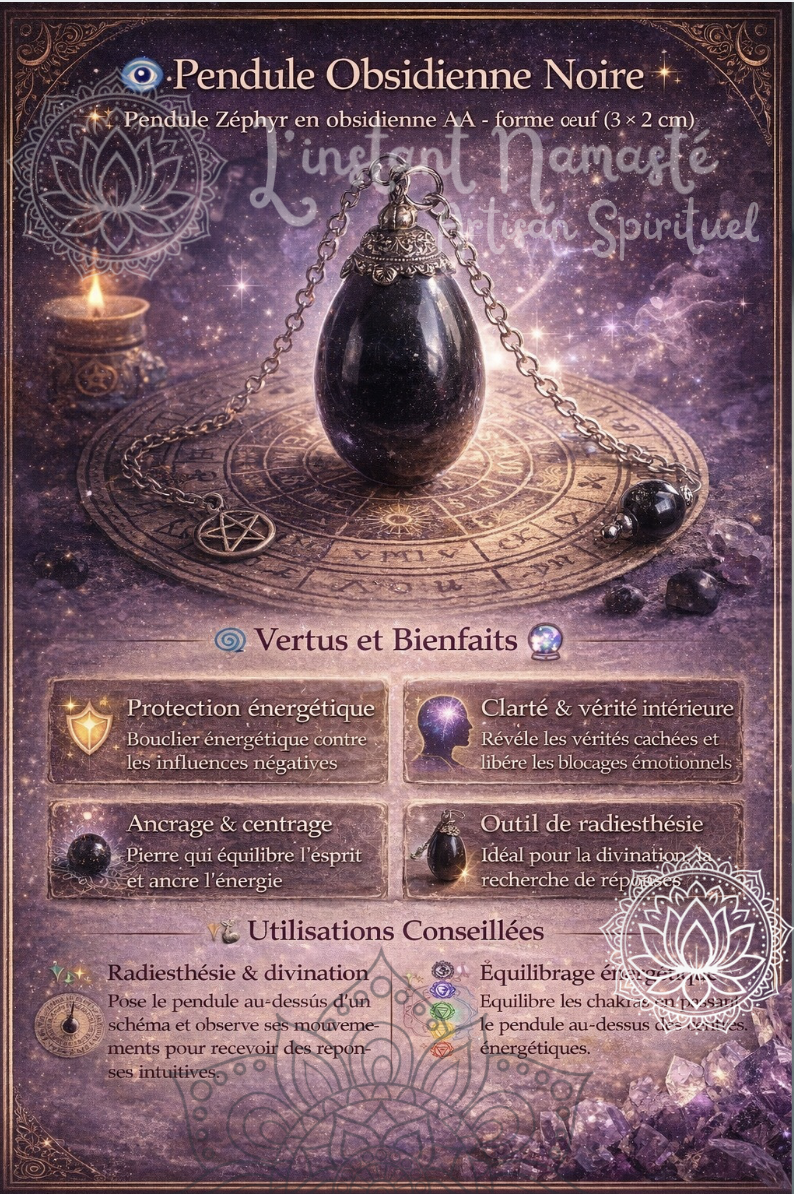 🧿 Pendule Obsidienne Noire Oeil Céleste – Pendule divinatoire
