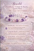 💎 Bracelet Améthyste • Cristal de Roche • Quartz Rose