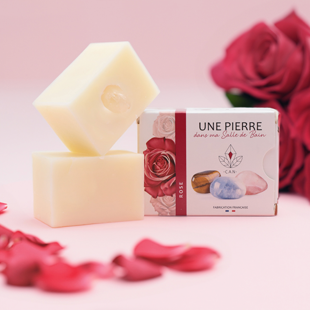 Savon Naturel à la Rose avec Pierre – 140g  🌹