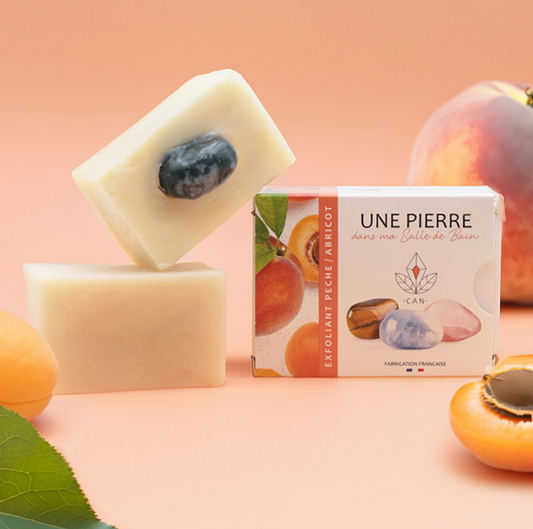 Savon Naturel Pêche-Abricot avec Pierre – 140g 🍑