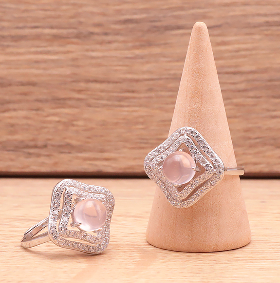 Sur commande 🌸 Bague Argent 925 — Quartz Rose Madagascar AA+