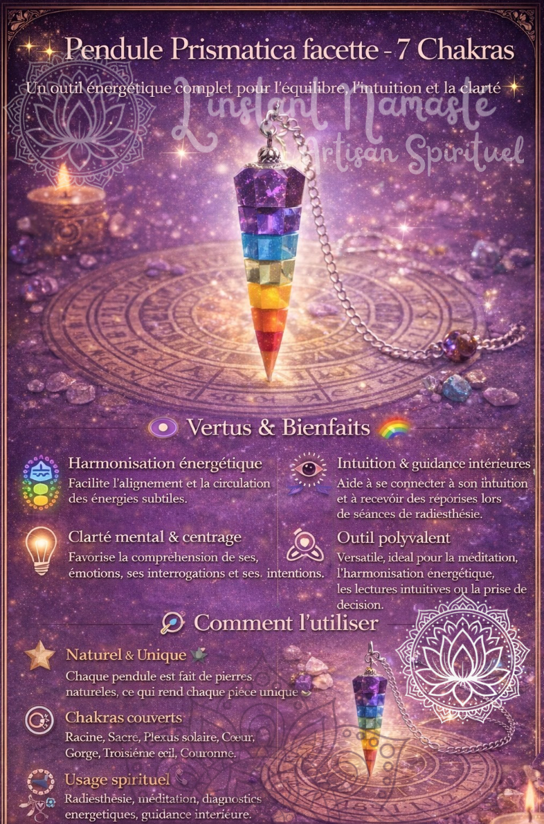 ✨ Pendule Prismatica facette – 7 Chakras