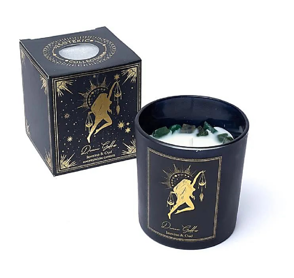 🌸 Bougie d’Intention Jasmin & Oudh avec Jade – Éveil Spirituel & Harmonie Intérieure 💚