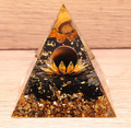 🌿 Orgonite Lotus – Œil de Tigre & Obsidienne Noire (60 mm)