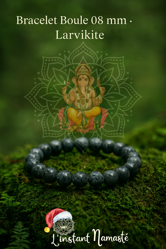 💎 Bracelet Boule 08 mm – Larvikite ૐ