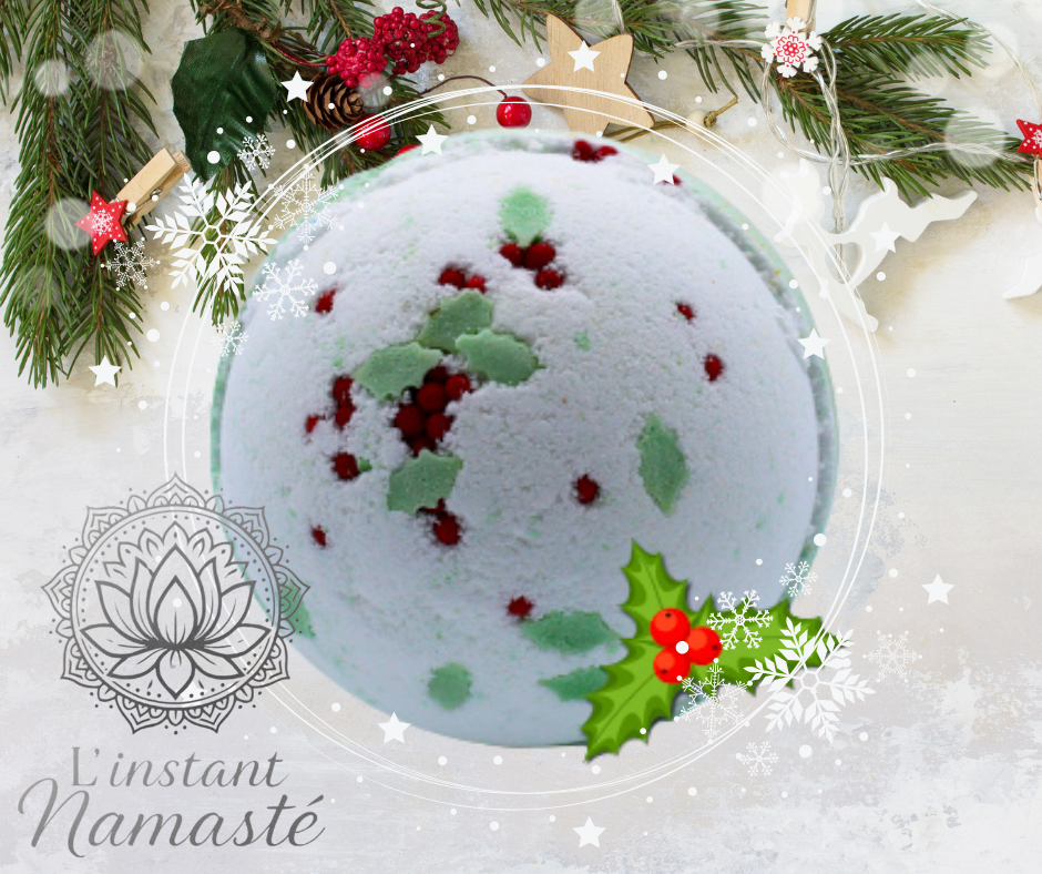 🎄 Bombe de Bain "Houx & Gui" – Éclat de Noël dans votre bain ! ❄️🛁